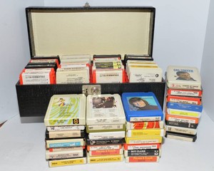 Vintage 8-Track Tapes & Holder - Assorted