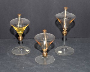 Lefton Mid-Century Modern Small Oil Lamps - Set of 3