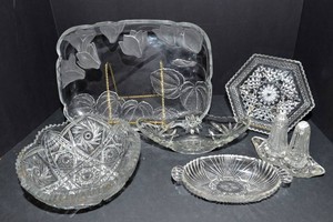 Vintage Cut Glass Servingware - Set of 6