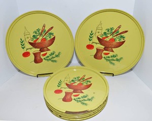 Mid-Century Modern Vintage Metal Serving Trays - Set of 10