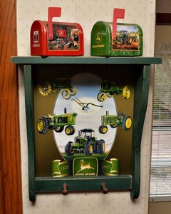 John Deere Wall Hanging with Coat Hooks & Mailboxes