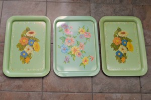 Vintage Mint-Colored Serving Trays - Set of 3