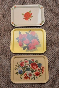 Vintage Floral Serving Trays - Set of 3