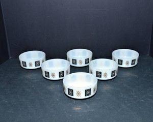 Atomic Starburst Milk Glass Bowls - Set of 6
