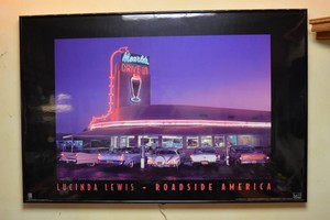 Lucinda Lewis Mearles Drive-In Roadside America Lighted Artwork - 36 x 24