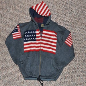 Vintage Ruminahui USA American Flag Wool Zip-Up Hoodie