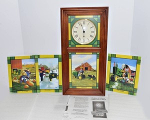 Danbury Mint John Deere Little Farmhand Stained Glass Clock