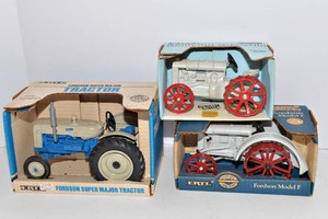 ERTL Fordson Tractor Models - Fordson Model F, Antique Fordson, and Fordson Super Major.