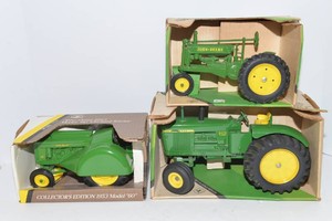 ERTL John Deere Tractor Models - Model 60 Orchard Tractor, Model A, and 5020 Tractor