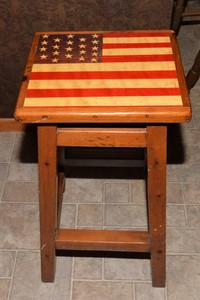 USA American Flag Wooden Barstool