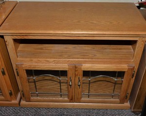 Wooden Cabinet with Leaded Glass Doors