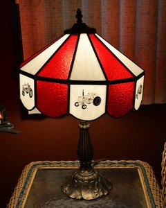 Tiffany-Style Farm Tractor Table Lamp