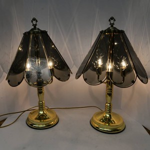 Vintage Lamps with Glass Shades - Set of 2
