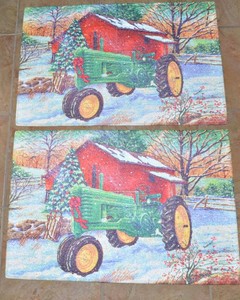 John Deere Ill Be Home for Christmas Door Mats  Set of 2