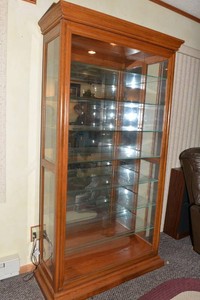 Large Wooden Lighted Display Cabinet  80 Tall