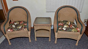 Wicker-Style Patio Set   2 Chairs & Side Table