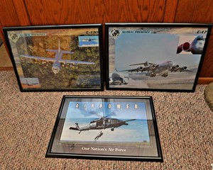 Framed Airpower & Global Presence Aircraft Posters  Set of 3
