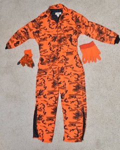 RedHead Blaze Orange Camo Insulated Hunting Coveralls & Gloves  Size L