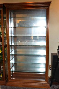 Large Lighted Wood & Glass Display Cabinet