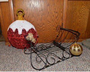 Holiday Decor  Metal Sleigh & Large Ornament