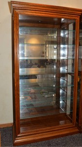 Additional Large Lighted Wood & Glass Display Cabinet