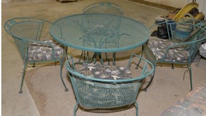 Metal Patio Table & 4 Chairs with Seat Cushions