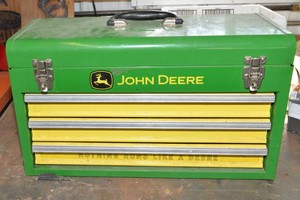 John Deere Metal Toolbox with Contents