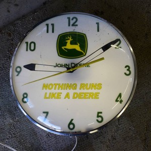 John Deere Lighted Glass Clock  15 Diameter