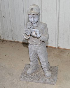 International Harvester Resin Boy with Tractor Statue  DamagedRepaired