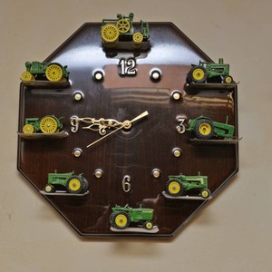 John Deere Model Tractor Clock  Removable Tractors
