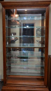 Lighted Wood & Glass Display Cabinet