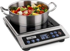 $130 ChangBERT Portable Induction Cooktop Enhanced Version, One-Click Max Power 1800W Large Heating Coil Burner, Precise Temperature Control, NSF Certified Commercial Grade Low Noise Hot Plate