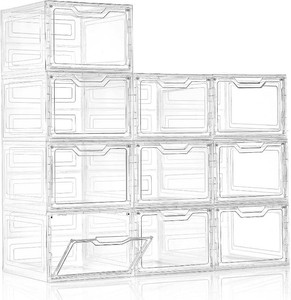 $73 10 Pack Clear Storage Bins with Lids, 19 Qt Closet Organizers and Storage