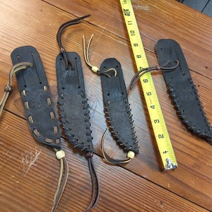 Lot of (4) Hand Made Leather Knife Sheaths