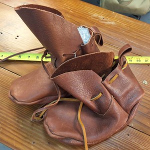 Hand Made Medieval Turnshoes - Heavy duty leather with leather cord lacing