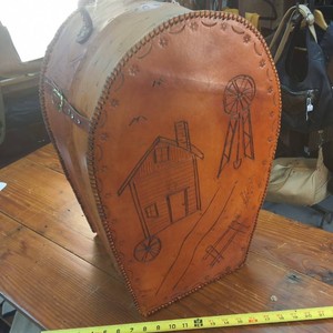 Heritage Tooled Leather Hard-shell carry-on travel case (Medium Size)