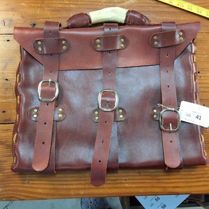 Handcrafted artisan leather briefcase  Doctors style