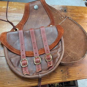 Two Toned Leather Saddle Bags (3 strap)