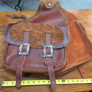 Double strapped Leather Saddle Bags with Large metal buckles