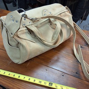 Leather Purse dyed white with leather handles and straps
