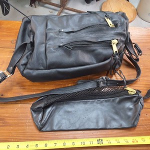 Lot of (2) Genuine Leather Bags one is double zippered