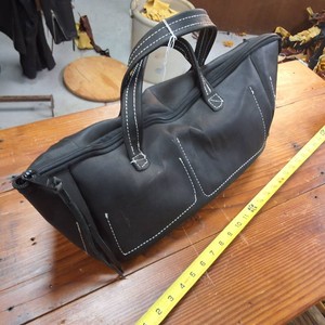 Black duffel Weekender Bag - Genuine Leather