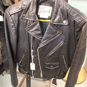 Vintage black leather motorcycle biker jacket by Bermans Leather Experts