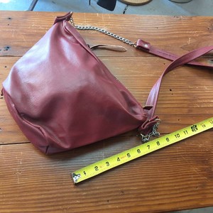 Red Leather Hand Bag with adjustable chain strap
