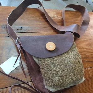 Leather Handbag with Deer fur front piece