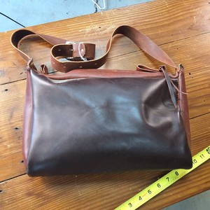 Zippered Leather Hand Bag with strap