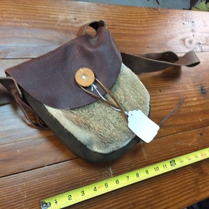 Dark Leather Satchel with Deer Hide Accent