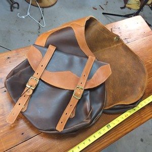 Two Toned Saddlebags with Metal Buckles