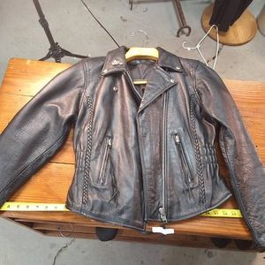 Motor Harley Davidson Cycles Genuine Leather Jacket - Patched with a Rose