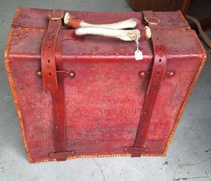 Large - Antler Handled - Genuine Leather Artisan Crafted Old Time Hard-sided Travel Suitcase